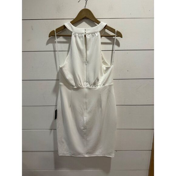 NWT LuLus Solid White Sleeveless Halter A-Line Midi Dress Womens Size L - Picture 3 of 6
